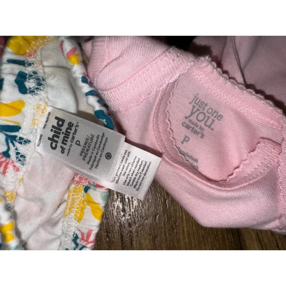 Carters Baby Girl‎ Preemie 2 PC Outfit Bodysuit Ruffle Pants Reborn Doll Clothes